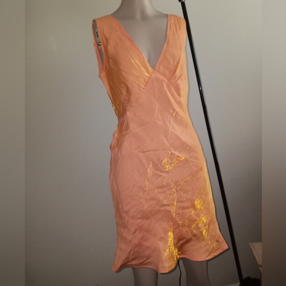 Papermoon orange and gold metallic dress size 6 New with tags